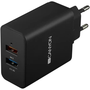 CANYON charger H-07 QC 3.0 3A/2USB-A Black