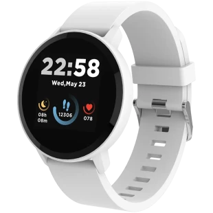 CANYON Lollypop SW-63, Smart watch, 1.3inches IPS full touch screen, Round watch, IP68 waterproof, multi-sport mode, BT5.0, compatibility with iOS and android, Silver white, Host: 25.2*42.5*10.7mm, Strap: 20*250mm, 45g