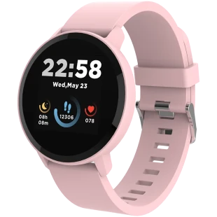 CANYON Lollypop SW-63, Smart watch, 1.3inches IPS full touch screen, Round watch, IP68 waterproof, multi-sport mode, BT5.0, compatibility with iOS and android, Pink, Host: 25.2*42.5*10.7mm, Strap: 20*250mm, 45g