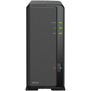 Synology DiskStation DS124 1-Bay NAS, CPU 4-core 1.7 GHz, 1 GB DDR4, 1 x 1Gbe LAN, 2 x USB 3.2