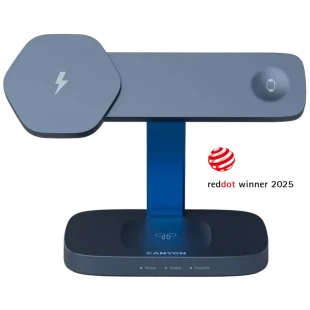 CANYON Wireless Charging Station Hexagon 310 3in1 DarkGrey/Blue
