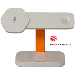 CANYON Wireless Charging Station Hexagon 310 3in1 LightGrey/Orange