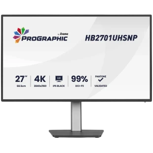 IIYAMA 27" IPS BLACK 2.0 panel, 3840x2160 UHD, DCI-P3 99%, Pantone Certified, Delta E 2, USB-C Dock (LAN 96W PD DP-OUT), 4ms, 15cm height adj. stand, 450cd/m2, CR 3000:1, HDMI, DisplayPort, Speakers, USB HUB (3x 3.2+1xC)