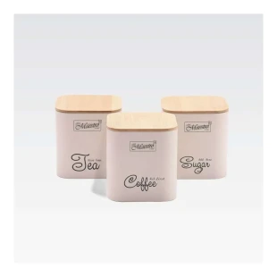 MAESTRO MR1775-3S IVORY METALNE KUTIJE 3 KAFA ŠEĆER ČAJ BOJE SLONOVAČE