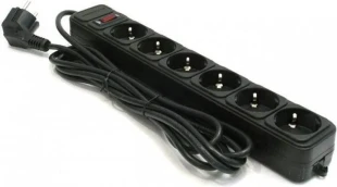 GEMBIRD SPG6-B-6 (3G1.5) ** Gembird produzni kabl sa zastitom 6 uticnica(3x1.5mm, 16A,3500W)1.8m black (455)