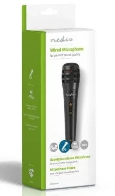 NEDIS MPWD15BK Karaoke mikrofon, 6.35mm -75 dB+/-3dB Sensitivity, 80 Hz-12 kHz, 5.0m