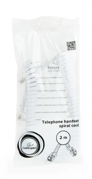 GEMBIRD TC4P4CS-2M-W Gembird Telefonski kabl spiralni za slusalicu, RJ10 (4P4C), 2m White