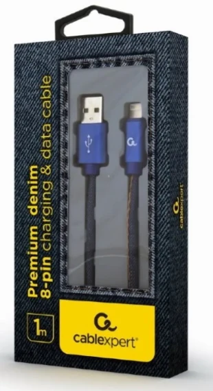 GEMBIRD CC-USB2J-AMLM-1M-BL Gembird Premium jeans (denim) 8-pin cable with metal connectors, 1m, blue