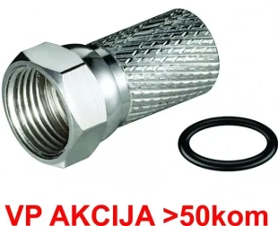 GEMBIRD CON-FC-001RING **  F male connector for RG6 cable, 6.6mm, Zinc,with water proof ring - min.25kom(9)