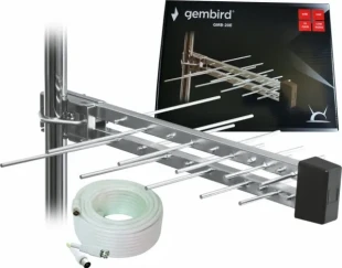 GEMBIRD GMB-20E sa kutijom +15m ** Gembird Antena Loga UHF sa RF-Konektorom,20el, 39cm,6dB alu +kabl 15m 798