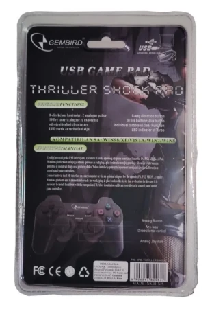 GEMBIRD JPD-THRILLERSHOCK-BOX ** Gembird USB 2.0 analog vibration gamepad black(alt. JPD-UDV-01 (343)