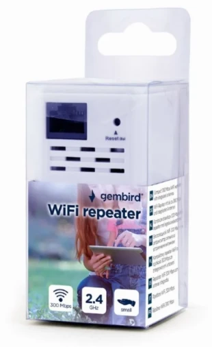 WNP-RP300-03 Gembird WiFi ripiter/ruter 300Mbps, 2x3dBi, RF pwr <20dBm, 1x LAN white (alt. tenda A9)