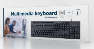 GEMBIRD KB-UM-108 Gembird Multimedijalna tastatura US layout black USB sa drzacem za telefon A