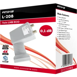 LNB L-208 Twin ECO, sum 0,1dB, vodonepropusan