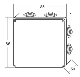 MIT.EL Razvodna kutija sa gumenom zaptivkom ME-K85x85x50mm (7 uvodnica) IP55