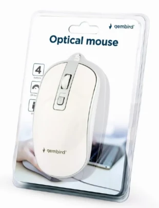 MUS-4B-06-WS Gembird Opticki mis 800-1200Dpi 4-button 99mm white/silver USB