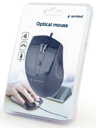 MUS-4B-02 Gembird Opticki mis 800-1200Dpi 4-button black 115mm USB