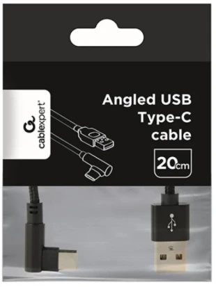 CC-USB2-AMCML-0.2M Gembird pod uglom USB Type-C kabl za punjenje i prenos podataka, 0.2 m, black