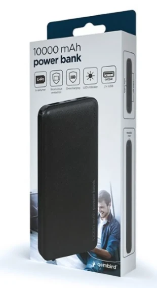 GEMBIRD PB10-02 Gembird power bank 10000mAh 2xUSB, LED