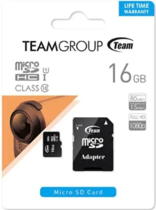 TEAM GROUP TeamGroup MICRO SDHC 16GB 80/15MB/s UHS-I U1 C10 +SD Adapter TUSDH16GCL10U03