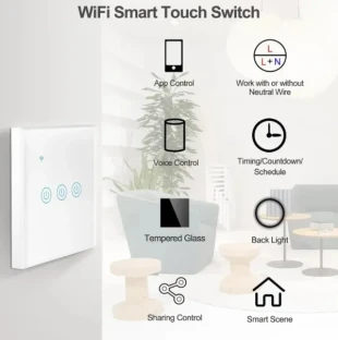 ZIGBEE-SMART-4 GANG-RSH-SP004-EU Gembird 4 Smart bezicna prekidaca,APP glasovna kontrola Glass Touch