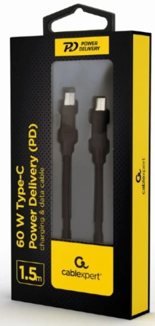 GEMBIRD CC-USB2-CMCM60-1.5M Gembird 60W Type-C Power Delivery (PD) charging & data cable, 1.5m