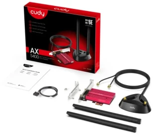 CUDY Cudy WE4000 AX5400 Wi-Fi 6/6E Bluetooth 5.2 PCIe Adapter, Tri-Band 2,4G/5G/6G, 2x5dBi Antenna