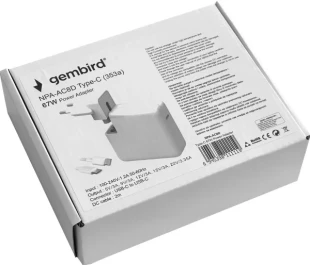 GEMBIRD NPA-AC8D Gembird laptop 67W, kabl 2m USB-C to USB-C, 5V/3A,9V/3A,12V/3A,15V/3A,20V/3.35A