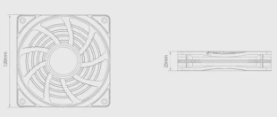 DEEPCOOL DeepCool RF120W 120x120x25mm ventilator WHITE LED hydro bearing 1300rpm 49CFM 22dBa