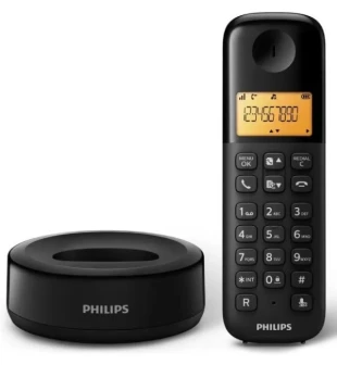 PHILIPS Fiksni bezicni telefon sa dve slusalice Philips D160 DUO Ekran 1.6inc, Black