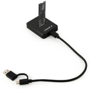 DD-U3M2 Gembird Desktop USB Type-C M.2 SATA & NVME SSD drive docking station, black