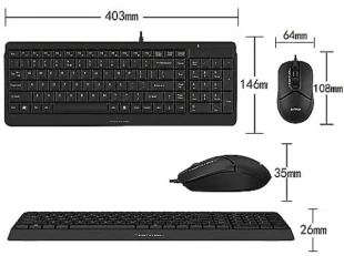 A4 TECH A4-F1512 A4Tech tastatura YU-LAYOUT + mis USB, Black