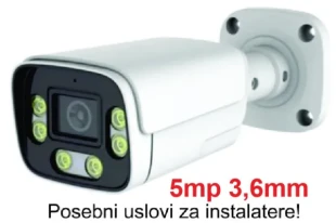 GEMBIRD CAM-IP5MP-HAQ60D GMB kamera 5mp APP P6SLite 3.6mm-F1.4 POE, IP66 DuaL LED 6xIR+6xFull Color, MIC,25m