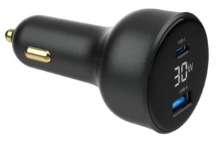 GEMBIRD TA-UC-AC2PD30LCD-CAR-01 Gembird 2-port USB brzi punjac za auto, Type-C PD, LCD, 30W, black