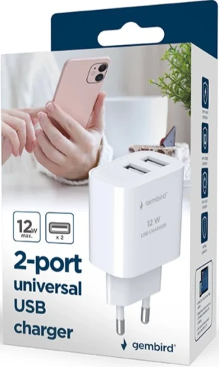 TA-UC-2A12-01-BK Gembird 2-port univerzalni USB punjac, 2.4 A, black 12W