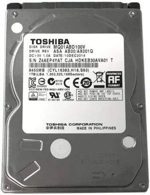HDD 2.5 ** 1TB MQ01ABD100V Toshiba 8mb 5400rpm SATA 9.5mm