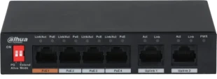 Dahua Switch PFS3006-4ET-60-V2 POE 4-PORTNI SA 2 UPLINK-A