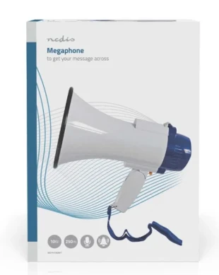 NEDIS MEPH150WT Megafon 115dB, max.250m ugradjena sirena i funkcija snimanja, Blue/White