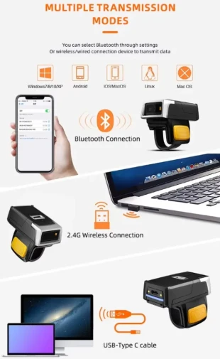 POS-BSH500 GMB 2d/OCR CMOS Warehouse Finger barcode scanner, barkod skener, 600mAh, 1MP, BT/WiFi