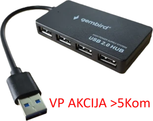 UHB-U2P4-02 ** Gembird USB2.0 4-port HUB, black (279)