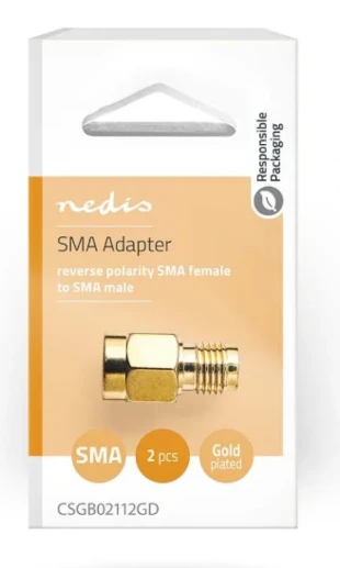 NEDIS CSGB02112GD SMA Adapter zenski Reverse Polarity na SMA muski, 50 Ohm (pakovanje i cena je za 2kom)