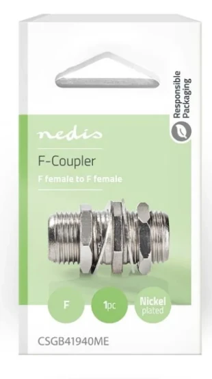 NEDIS CSGB41940ME Satellite & Antenna Adapter F zenski na F zenski, 75 Ohm, Metal, Silver, 1kom