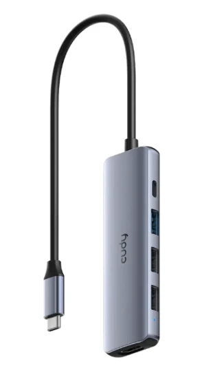 Cudy UH405, 5-In-1 HDMI 4K USB-C Hub 30/60/120 Hz, 5Gps, 100W