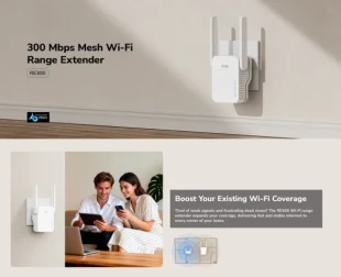 Cudy RE300, N300 Mesh Wi-Fi Range Extender,2.4 GHz Wi-Fi Speed, 300 Mbps