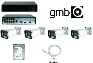 GMB CAM-IPSET4MP-01 NVR 8CH, HDD 2TB, 4x 15m KABLA i 4 KAMERE 4MPX BULLIT