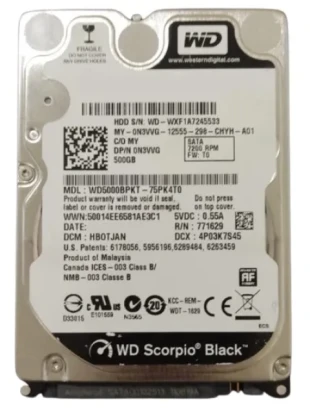 HDD 2.5 * 500GB WD5000BPKT Black 7200rpm 16mb SATA 9.5mm