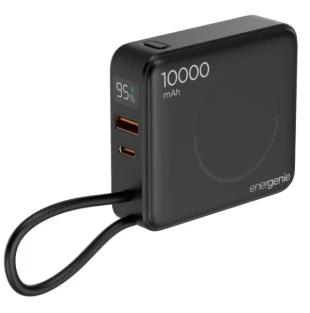 PB10-WPC15-LCD-01 Gembird 20 W prenosni punjaè sa brzim punjaèem i bežiènim punjaèem, 10000 mAh,crni