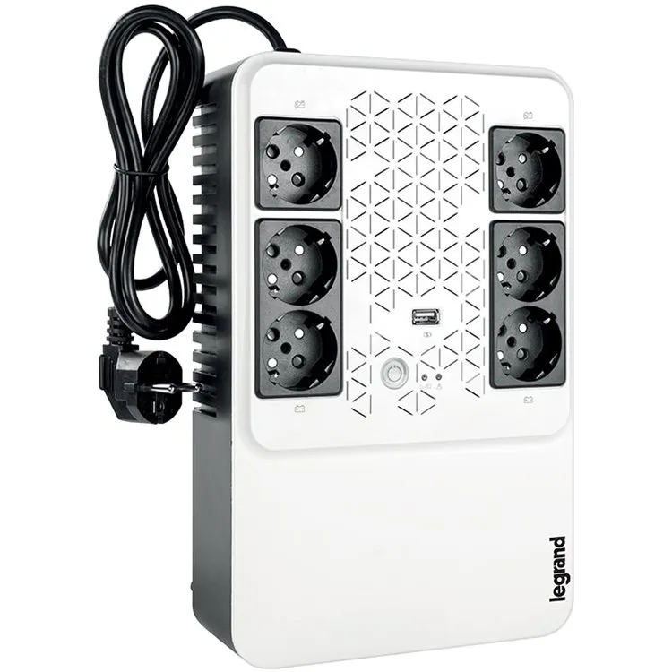 UPS Legrand Keor Multiplug 600VA/360W, Single phase, Line Interactive Technology- VI, Simulated SineWave,Cold Start Function,USB charger - Type A female/5 V, Outlet-6xGerman Standard, Quantity of internal batteries - 1pc 12V 7.2Ah, Internal AVR. Slika 1