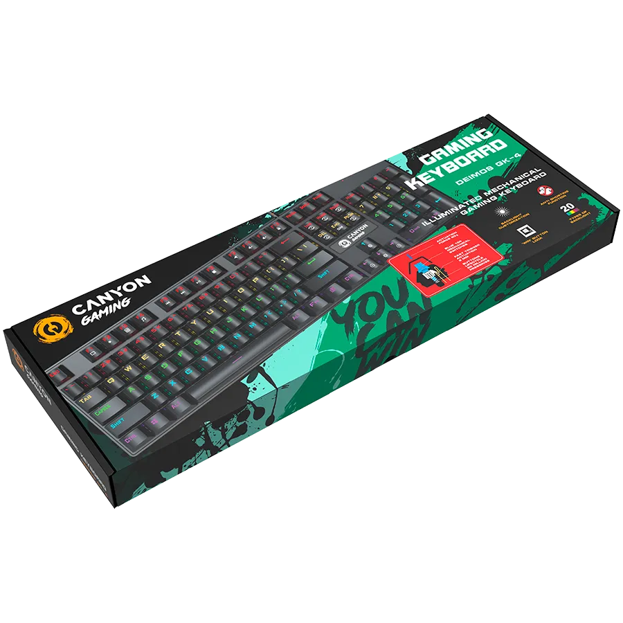 CANYON keyboard Deimos GK-4 Rainbow US Wired Black Slika 3