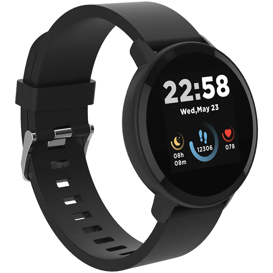 CANYON Lollypop SW-63, Smart watch, 1.3inches IPS full touch screen, Round watch, IP68 waterproof, multi-sport mode, BT5.0, compatibility with iOS and android, black, Host: 25.2*42.5*10.7mm, Strap: 20*250mm, 45g Slika 2
